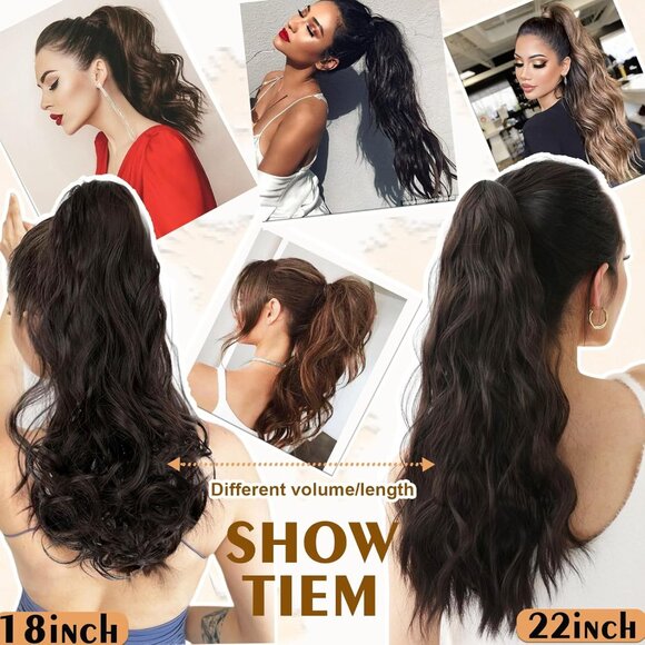 New Ponytail Extension 18″ Claw Wavy Curly Clip - Picture 5 of 6